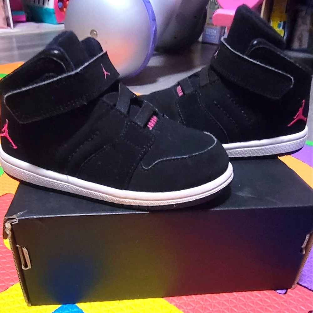 Kids Black and Pink Sneakers